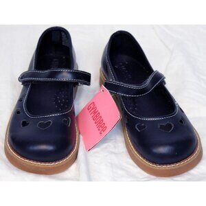 2006/7 Gymboree Bon Voyage Dress Shoes sz 13 Heart Cut outs Navy Blue Mary Janes